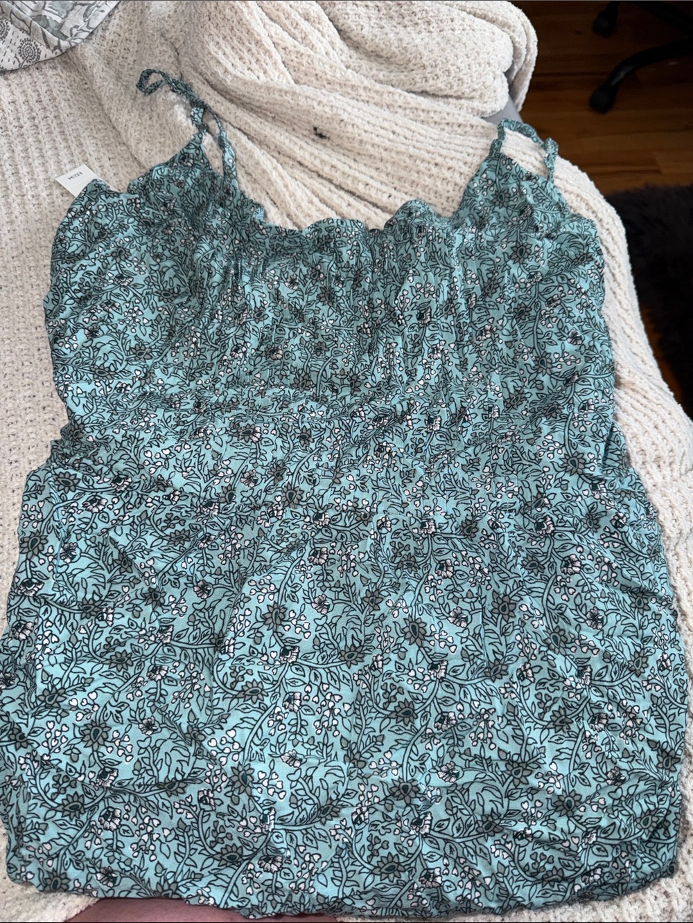 Old Navy Teal Floral Spaghetti-Strap Mini Dress